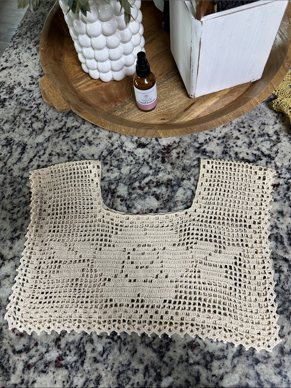 Hand made vintage square crochet collar